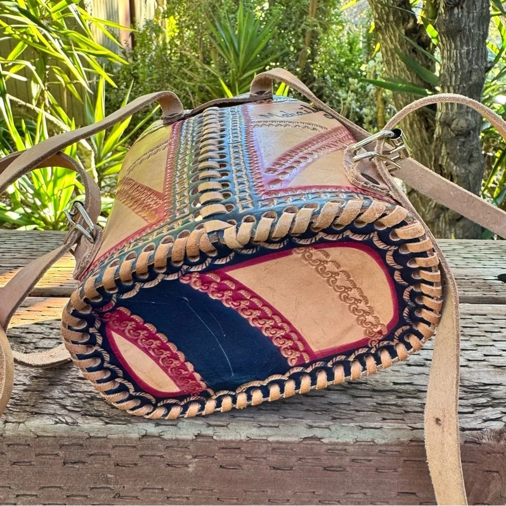 Leather Embossed and Hand-painted Artisan Backpack